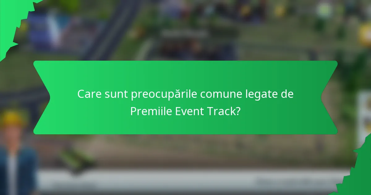 Care sunt preocupările comune legate de Premiile Event Track?