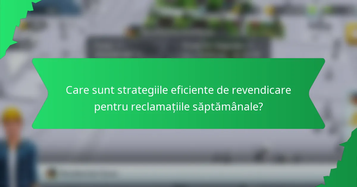 Care sunt strategiile eficiente de revendicare pentru reclamațiile săptămânale?