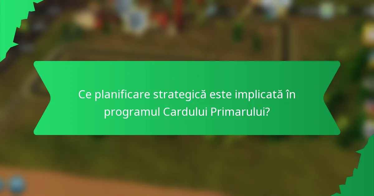 Ce planificare strategică este implicată în programul Cardului Primarului?