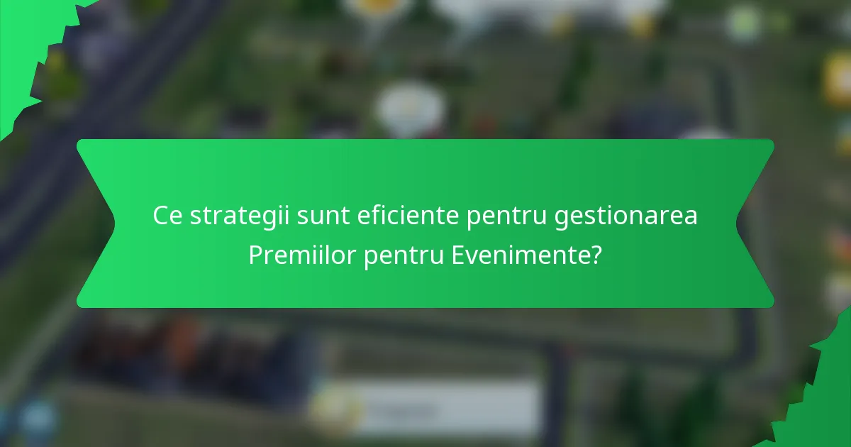 Ce strategii sunt eficiente pentru gestionarea Premiilor pentru Evenimente?