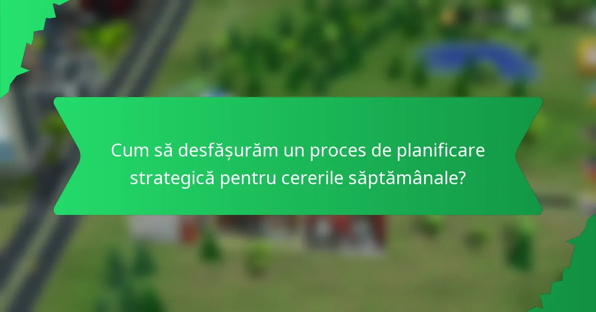 Cum să desfășurăm un proces de planificare strategică pentru cererile săptămânale?