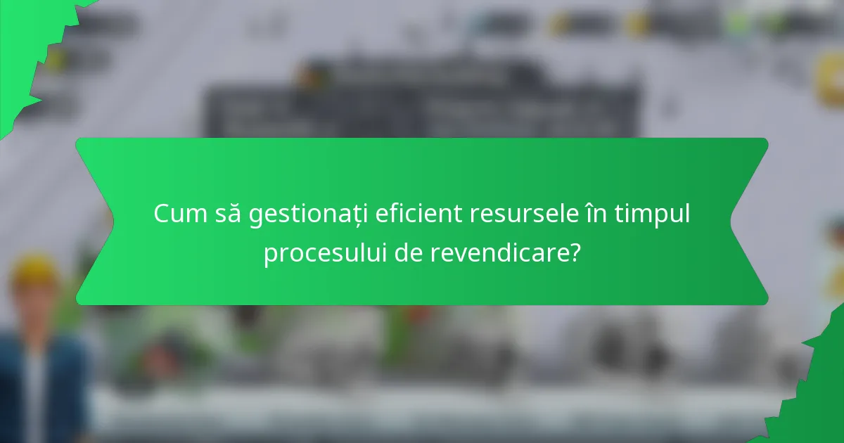 Cum să gestionați eficient resursele în timpul procesului de revendicare?